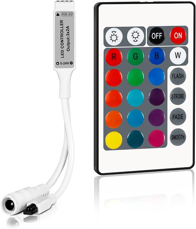 24 Key IR Wireless Remote Control, RGB LED Strip Controller by Taoellen
