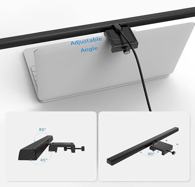 BY-J Computer Monitor Light Bars, Screen Monitor Light Bar for Eye Caring, USB Reading LED Task Lamp, Dimmable Monitor Light Bar, Touch Control, No Glare Space Saving Home Office Desk Lamps - Image 8
