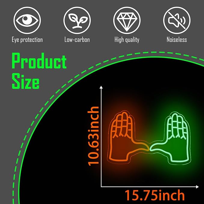 University Football Hand Sign for Wall Decor, Sports Hand Orange and Green U Neon Light Dimmer for Dormitory Decor,USB Power Lights for Man Cave, Bedroom, Game room Decor and Sport Fans Gifts - Image 6