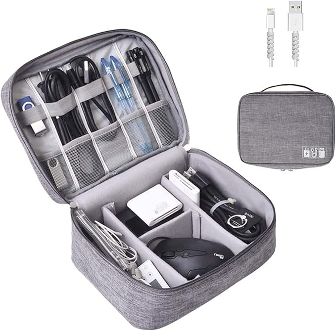 OrgaWise Electronics Organizer, Electronic Accessories Bag Travel Cable Organizer Three-Layer for iPad Mini, Kindle, Hard Drives, Cables, Chargers by OrgaWise