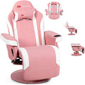 POWERSTONE Gaming Recliner, PU Massage Gaming Chair with Footrest, Cup Holder, Headrest and Side Pouch, Adjustable Single Sofa Living Room Chair(Pink) by POWERSTONE%C2%AE
