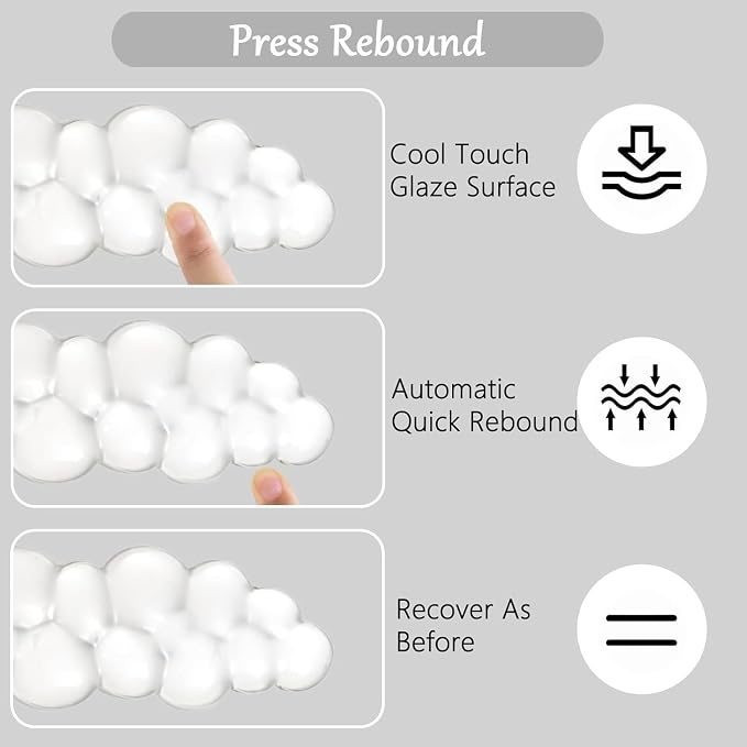 Gel Cloud Keyboard and Mouse Wrist Rest Set Cloud Silicone Clear Mouse Pad with Wrist Rest Extended Frosted Desk Mat Pad Acrylic Coaster Ergonomic Cute Wrist Pad for Computer Keyboard and Mouse 4PCS - Image 4