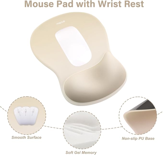 MOSISO Wrist Rest Support for Mouse Pad & Keyboard Set, Khaki - Image 3
