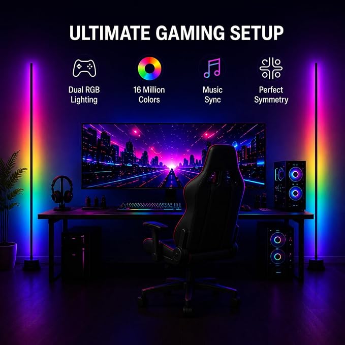 RGB Corner Floor Lamp for Gaming Room, APP Control - Image 2