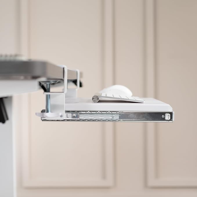 VIVO Small Keyboard Tray, Under Desk Pull Out with Extra Sturdy C Clamp Mount System, 20 (26 Including Clamps) x 11 inch Slide-Out Computer Platform Drawer, White, MOUNT-KB05ES-W - Image 9