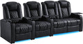 comfiroom Top-Grain Leather Home Theater Seating, Dual-Motor Power Recliner by comfiroom