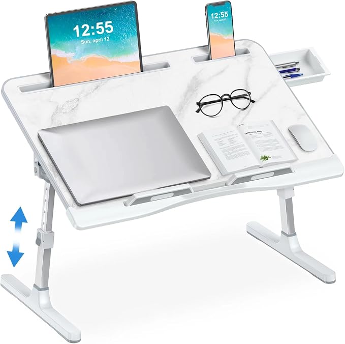 Laptop Desk for Bed, EVETTO X-Large Adjustable Laptop Table, Marble by EVETTO