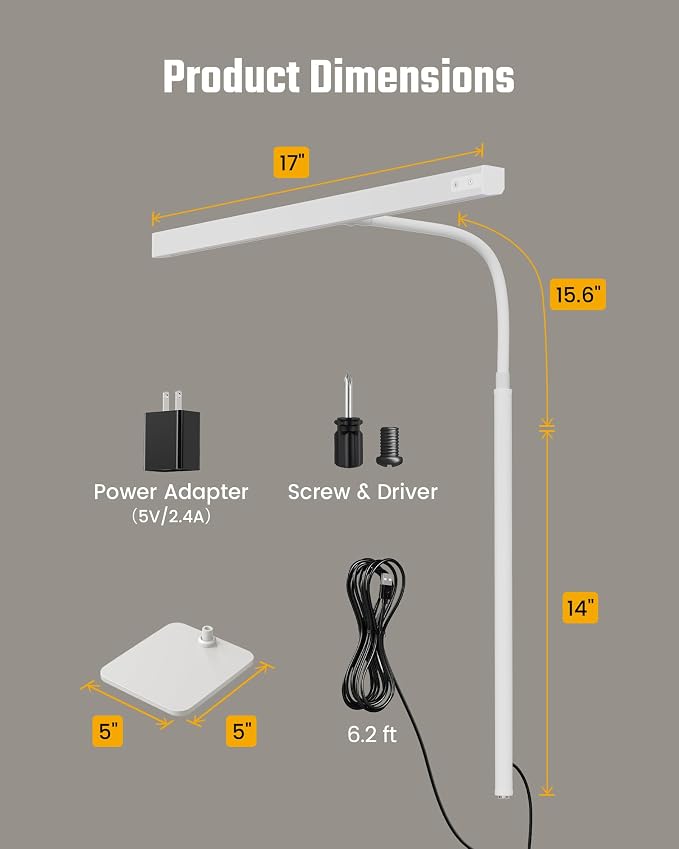 SUPERDANNY LED Desk Lamp for Home Office, Eye-Caring Desk Light with Base - Image 7