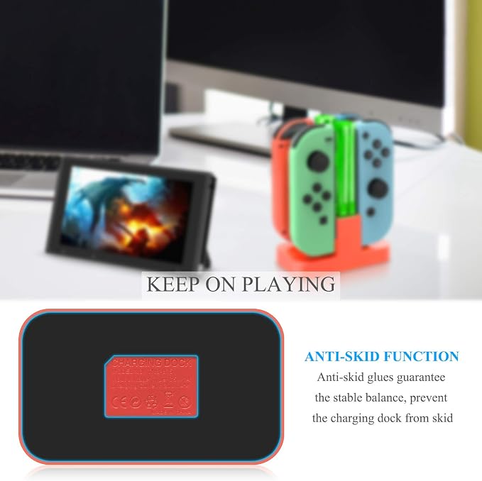 FASTSNAIL Switch Controller Charger for Nintendo Switch for JoyCons - Red - Image 6