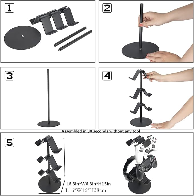 1 Pack Controller Stand Black and 1 Pack Pink Controller Holder for PS4 PS5 Xbox ONE Switch - Image 7