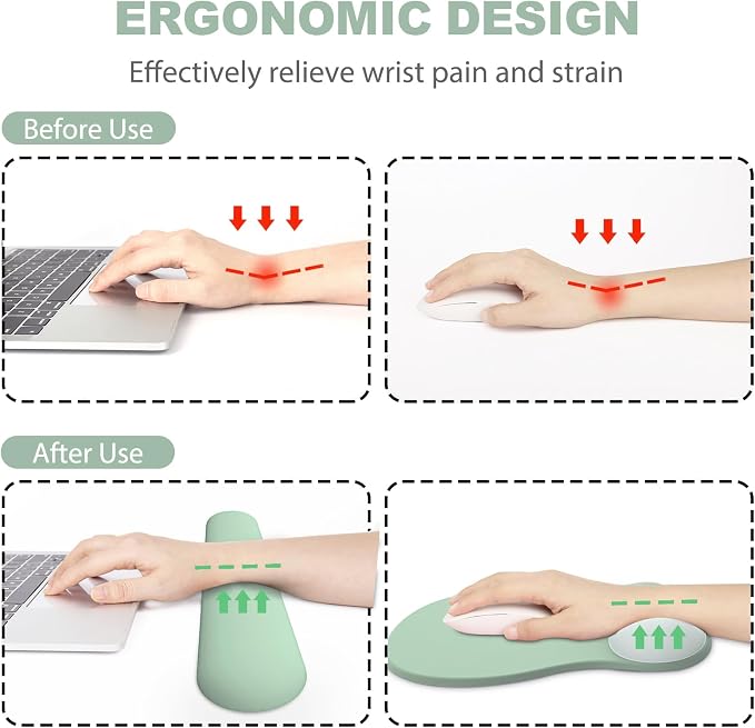 Ergonomic Mouse Pad with Wrist Rest and Keyboard Wrist Rest, Gel Mousepad - Image 2