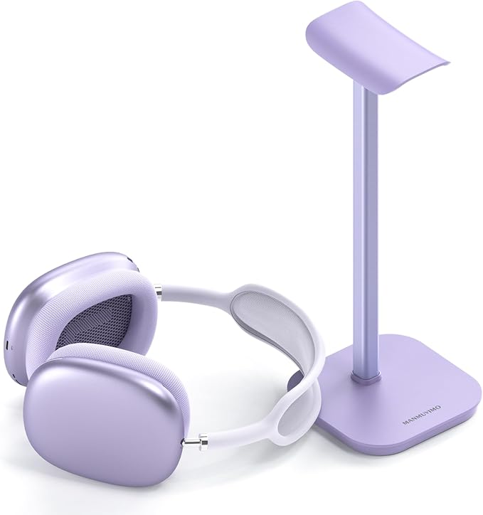 Headphone Stand, Desktop Headset Holder (Purple) Heavy Base Desk Earphone Stand Aluminum Gaming Headset Hanger Rack for AirPods Max, AirPods, AirPods Pro, Beats, Bose by MANMUVIMO