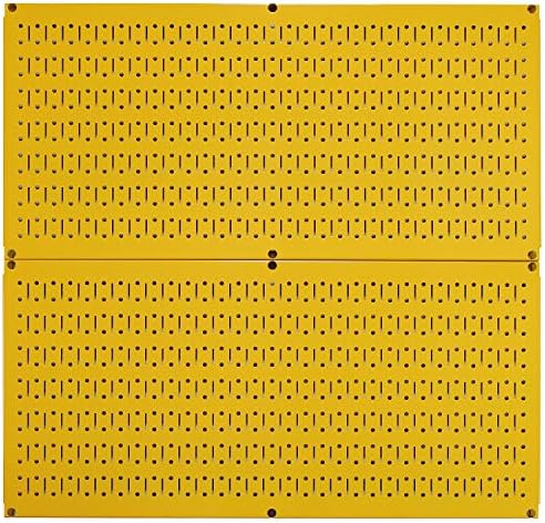 Wall Control Pegboard Rack Horizontal Metal Pegboard Garage Tool Storage Pack - Two 32-Inch Wide x 16-Inch Tall Easy To Install Peg Boards (Yellow) by Wall+Control