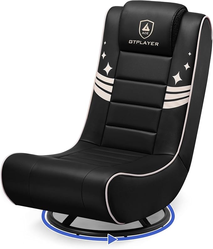 GTPLAYER Floor Gaming Chair Foldable Swivel Floor Chairs for Kids Boys Comfy Video Game Seat with 360° Multipurpose for Gamers, Bedroom or Game Room (Gold Stripes) by GTPLAYER