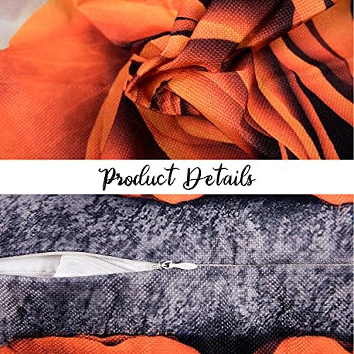 Flower Throw Pillow Covers Decor 20 x 20 Inch Set of 4, Burnt Orange Rose Pattern Pillow Cases for Bedroom Outdoor Patio Cotton Linen Square Pillow Cushion Cases Couch Sofa Decorative Pillow Cover Car - Image 6