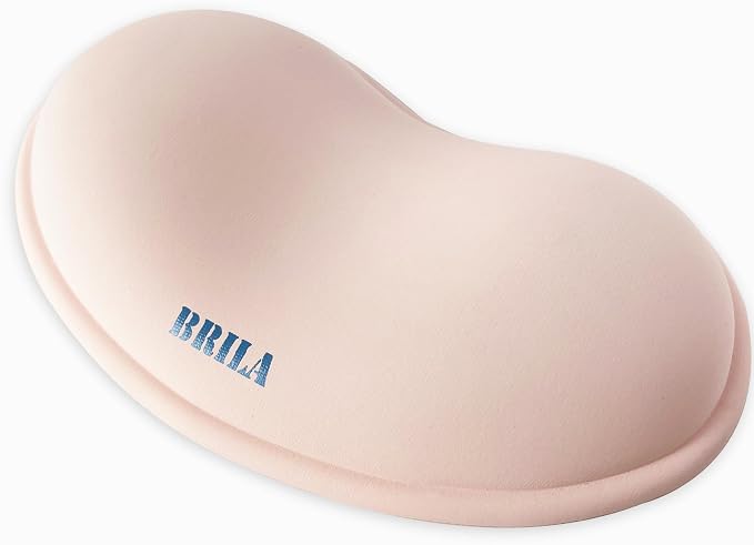 BRILA Ergonomic Silicone Mouse Wrist Rest, Cooling Silica Gel PU Leather Mouse Wrist Support Pad for Office Work and Laptop Computer Gaming (Pink) by BRILA