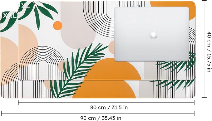 iCasso Extended Gaming Mouse Pad (35.4x15.7 in), Game, Office | Large 3mm Non-Slip Rubber Base Mousepad with Stitched Edges, Waterproof Keyboard Mouse Mat Desk Pad for Work, Home-Elm Leaf - Image 2