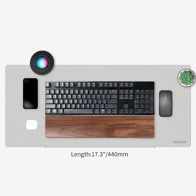 Faluber Wooden Wrist Rest, 17.3-inch Length and 20mm Thickness for Full-Sized Keyboard, Palm Rest, Ergonomic Design for Mechanical Gaming Keyboard, Wipe Clean (Fullsize-440mm, Walnut Wood) - Image 2