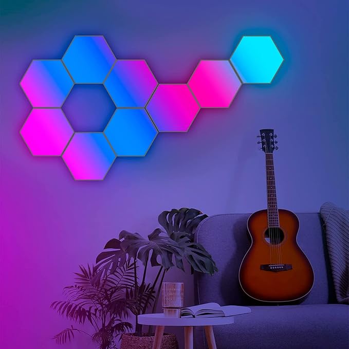 Hexagon LED Lights, Smart RGB-IC Gaming LED Wall Lights App & Remote Control Music Sync, Hexagon Light Panels DIY Geometry Ambience Lighting for Gaming Room Bedroom Streaming, 10 Panels - Image 3
