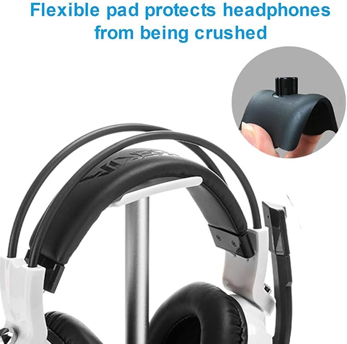 Headphone Stand Hanger, Universal Aluminum Metal Holder for AirPods Max,HyperX Cloud II,Xbox One,Turtle Beach,Sennheiser,Sony,Bose,Beats PC Gaming Headset Display&Wireless Headphones | Aluminum Supporting Bar Flexible Headrest ABS Solid Base for AirPod... - Image 2