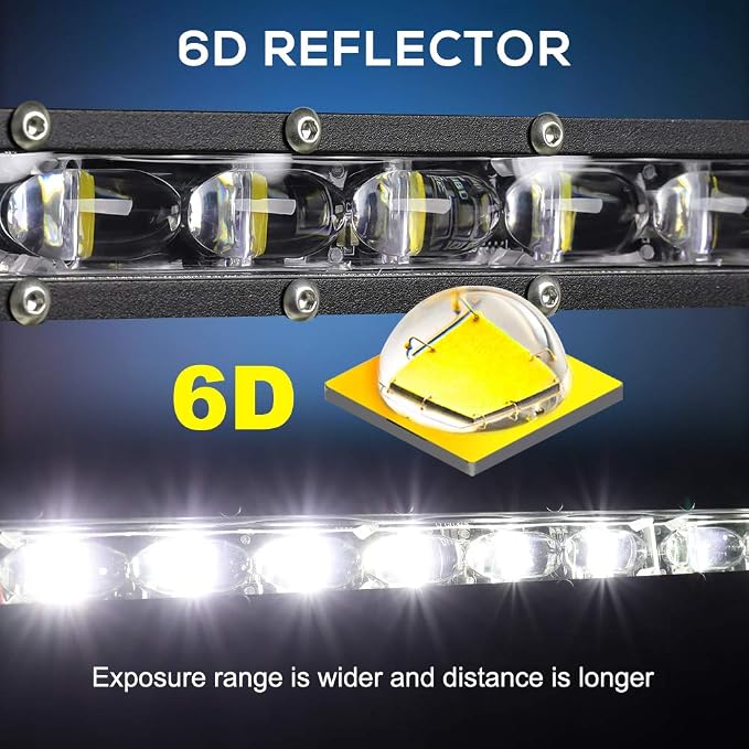 CO LIGHT Led Light Bar Single 44 inch Slim Single Row Lightbar Driving Combo Beam Off Road Work Lights with Mounting Brackets & 6D Reflectors for Truck, Car, Cabin, Boat, ATV, UTV - Image 3