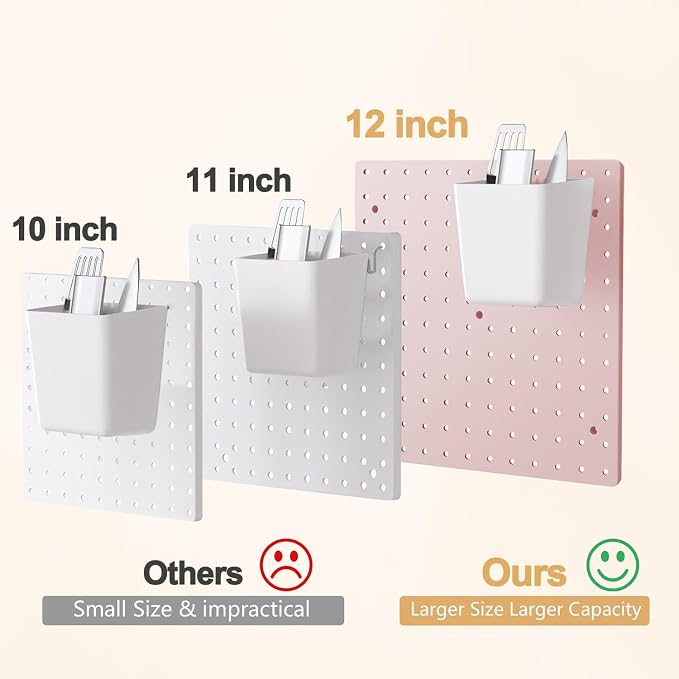 FZK Modular Plastic Pegboard Wall Organizer Kit, Pink, 12x12, 4 Panels | ABS material, wall mount storage kit, includes hooks and shelves, drill free or screw installation, for home decor& bedroom - Image 4