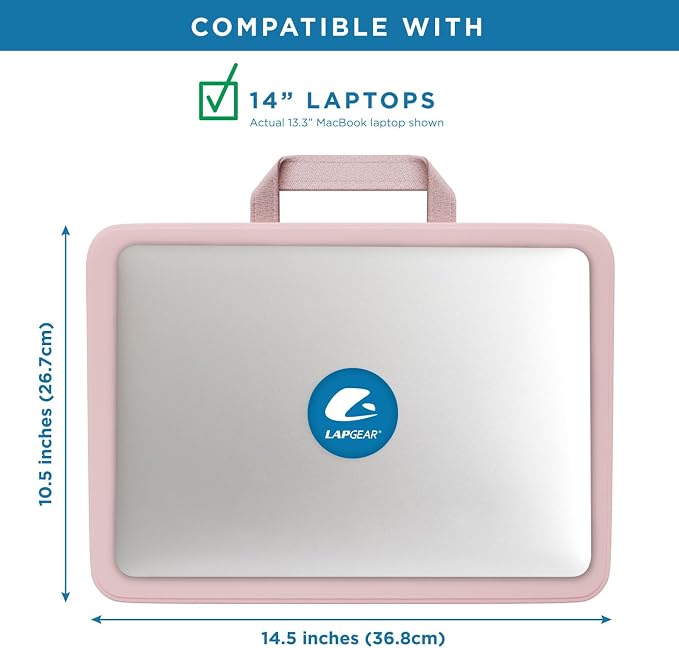 LAPGEAR Compact Lap Desk – Rose Quartz, Fits 14" Laptops - Image 3