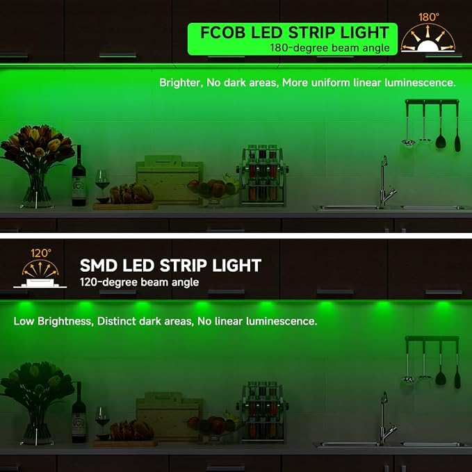BTF-LIGHTING 5V USB COB LED Strip Lights 9.8FT Green Color for TV - Image 2