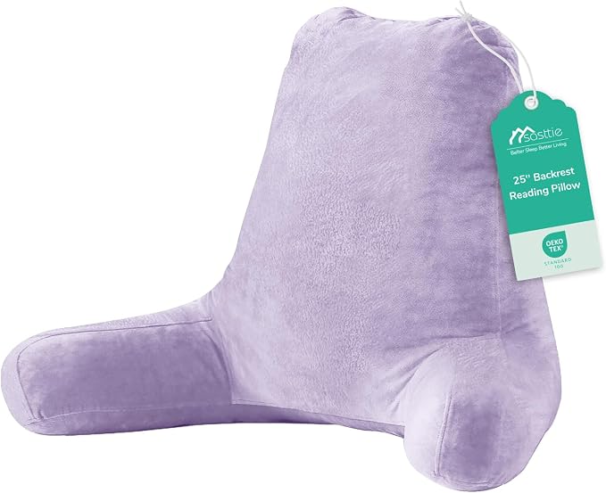 Sasttie Reading Pillow for Bed, Back Pillow for Sitting Up, Lavender by SASTTIE