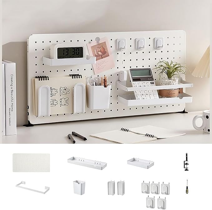 Pegboard Organizer Kit with Accessories for Office and Gaming Setup by Unknown