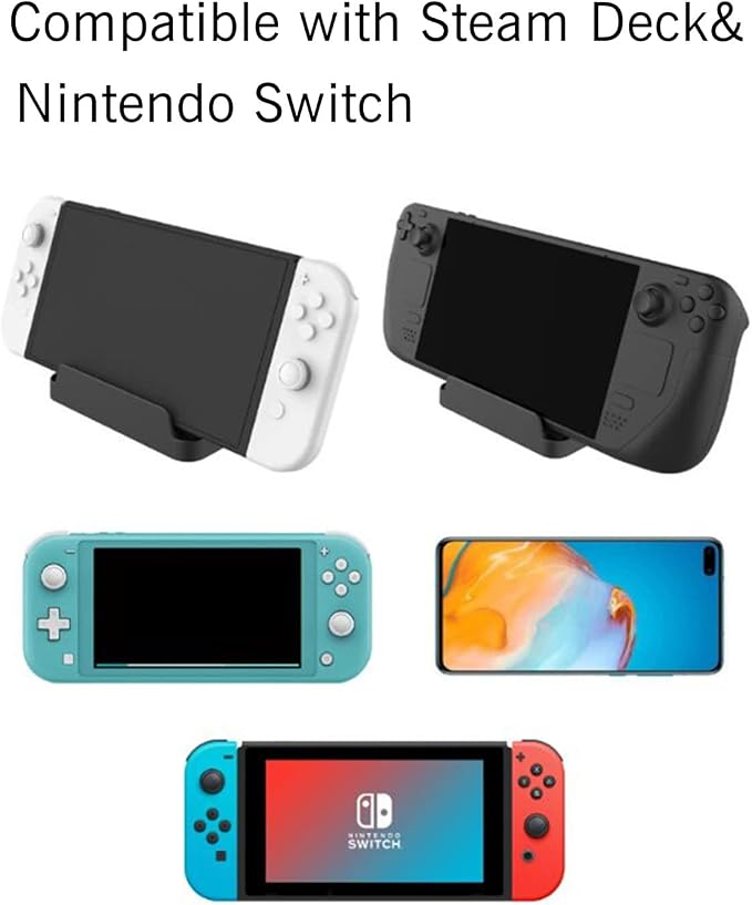 Stand Base Compatible with Valve Steam Deck Console Accessories for Nintendo Switch Handheld Video Game PC Gaming Holder Stand - Black - Image 2