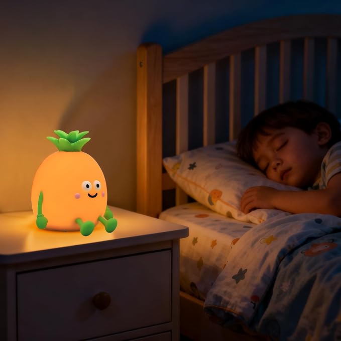 Pineapple Night Light,USB Rechargeable Touch Control Lamp with 7-Color RGB & 30-Min Timer, 3-Level Dimmable Anti-Blue Light Bedside Lamp for Kids Adults Home Party Camping - Image 7