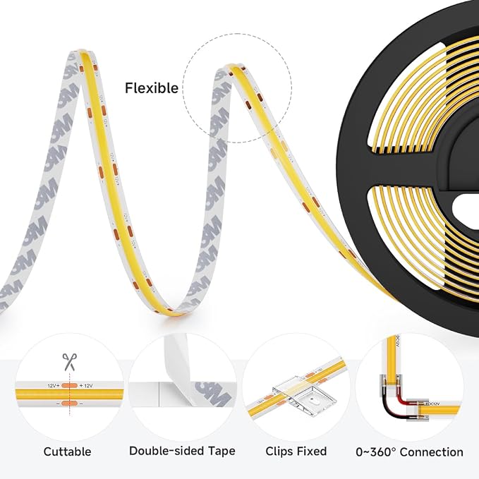 BTF-LIGHTING UL Listed FCOB COB LED Strip Light Warm White 2700K - Image 6
