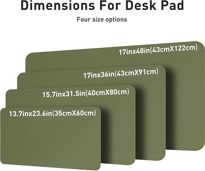 Aothia Leather Desk Pad Protector, Mouse Pad, Office Desk Mat, Non-Slip PU Leather Desk Blotter, Laptop Desk Pad, Waterproof Desk Writing Pad for Office and Home (36" x 17", Olive Green) - Image 7