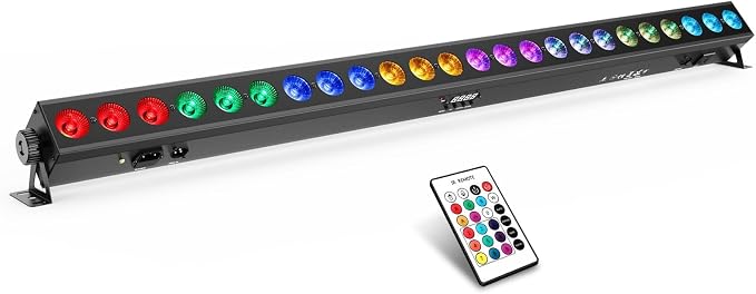 24LEDs Stage Wash Light Bar: RGB+Amber 4IN1 Color Chasing DMX Light Bar - Sound Activated Remote Control for DJ Planner - Wall Wash Uplights for Events Music Gig Church Wedding Party Band Performance by LaluceNatz