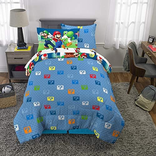 Super Mario Kids Bedding Set, Twin Size 5 Piece Comforter and Sheet Set with Sham, (Officially Licensed Product) by Franco - Image 6