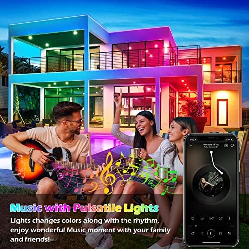 FBZ 60Ft Outdoor Waterproof LED Strip Lights,Music Sync RGB IP65 Led Lights with App Control and Remote,Color Changing Waterproof Led Rope Lights for Outdoor,Balcony,Roof,Garden,Stairs Party (60FT) - Image 4