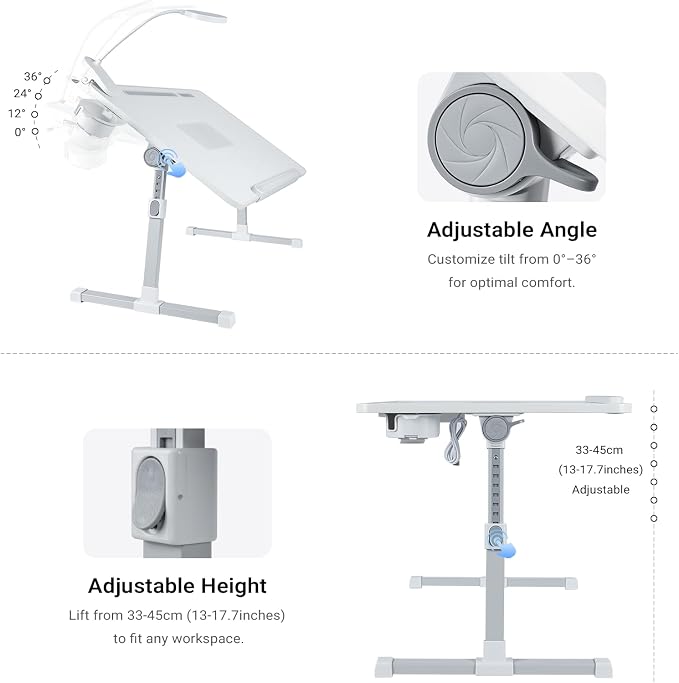 iXTRA Adjustable Laptop Lap Desk with Cooling Fan USB Light for Adults - Image 3