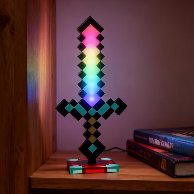 Pixel Sword Night Light, RGB Color-Changing Gaming Desk Lamp, 11-Color Retro 8-Bit Rechargeable Mood Light Ornament for Gamer Room Decor - Image 4