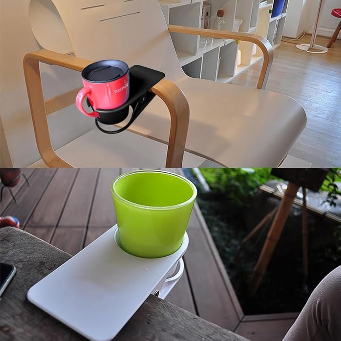 YOY Drink Cup Holder Clip - Table Desk Side Water Glass Beer Bottle Beverage Soda Coffee Mug Holder Cup Saucer Clip Design for Home Office, Black - Image 9