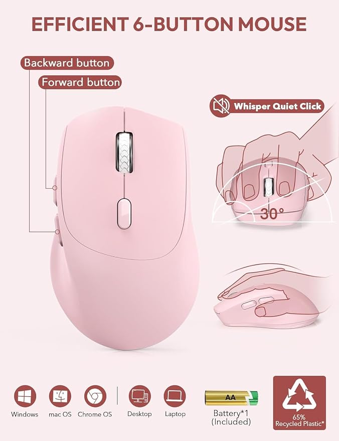 SABLUTE Wireless Keyboard and Mouse Combo, Full Size, Ergonomic Wrist Rest - Image 5