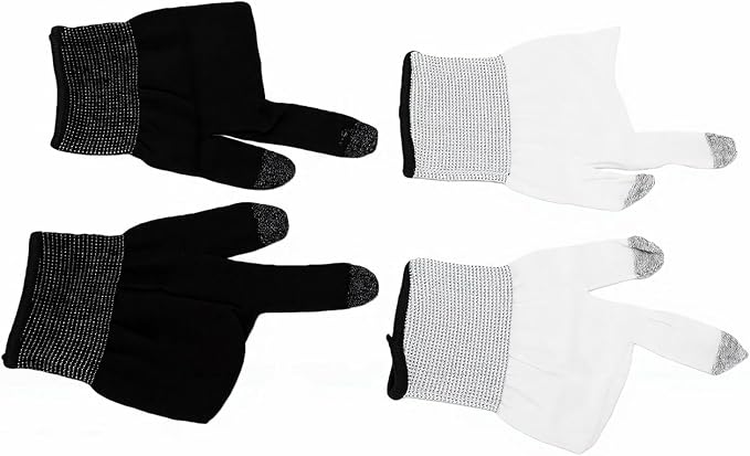 Mobile Gaming Finger Sleeves High Sensitive | Seamless Touchscreen Gloves for Players 2 Pairs Black White (Black White) - Image 3