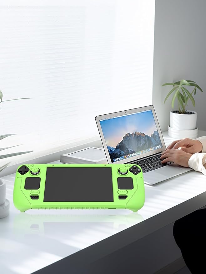 Case for Valve Steam Deck Handheld Console,BOVUGAC Soft Silicone with Two Sets of keycaps,Anti-Fall Shockproof Protective Kids Friendly for Steam Deck Gaming Console Accessories(Green) - Image 7