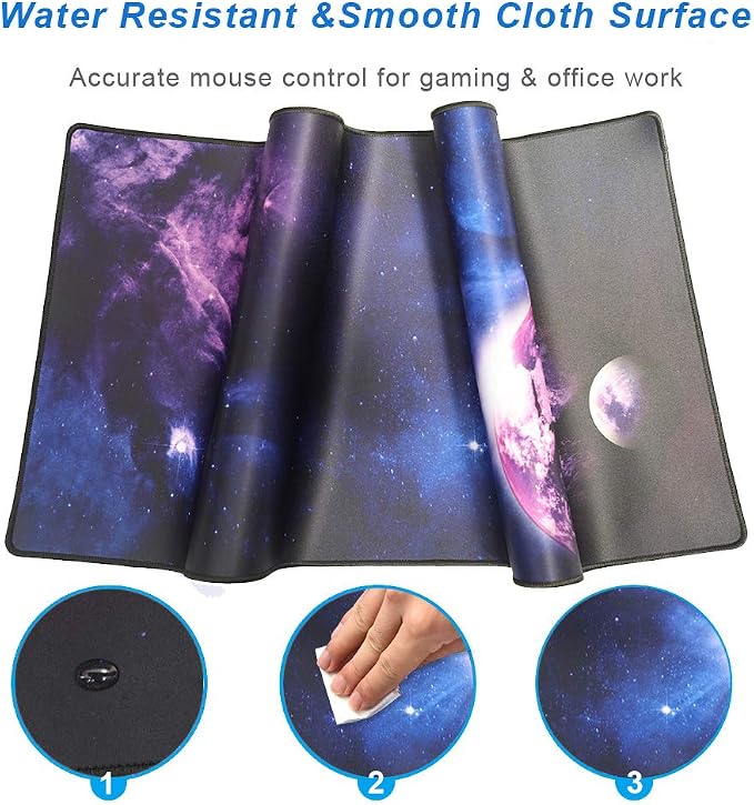 XXL Professional Large Mouse Pad & Computer Game Mouse Mat (35.4x15.7x0.1IN, Sky Planet) - Image 5
