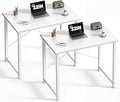 DUMOS 32 in Small Computer Desk for Home Office, Modern Study Work Table Simple Style for Bedroom, Writing Desks with X-Shaped Reinforcement, 2 Pack, White by DumosLifestyle