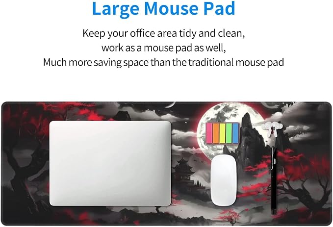 Extended Gaming Mouse Pad, Large Desk Mat XL Anime Mouse Pad Waterproof with Stitched Edges, Non-Slip Desktop Pad for Home and Office, Level Up Your 31.5x11.8 Inch (Night canyon2) - Image 6