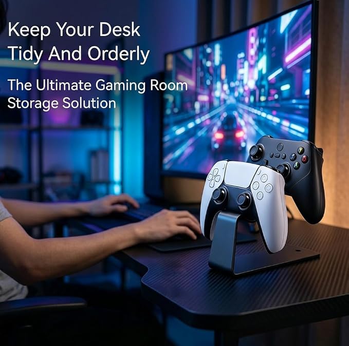 Desktop Controller Holder Controller Organizer Metal Universal | Gaming Accessories 2 Tier Controller Stand for Xbox Series X S, Elite 2, PS5, PS4, Switch 2 and Almost All Controller - Image 3