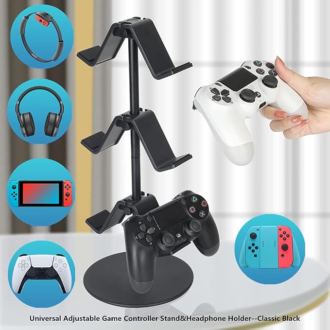 1 Pack Controller Stand Black and 1 Pack Pink Controller Holder for PS4 PS5 Xbox ONE Switch - Image 6