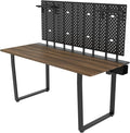Dezctop Bifrost 160 63W x 28D Gaming PC Computer Desk with Shelves, Large Workstation for Gamers or Home Office with Pegboard, Built-in Cable Management, Stainless Steel Frame (Walnut) by Dezctop