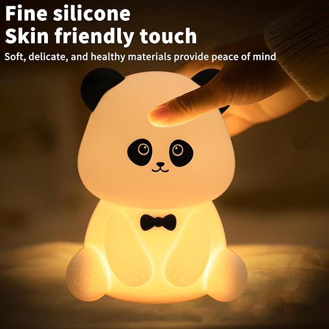 Cute Panda Night Light, Squishy Animal Nightlamp, Rechargeable Dimmable Nursery Soft Silicone Table Bedroom Lamp Portable Adjustable Lighting Bedside Gift - Image 6